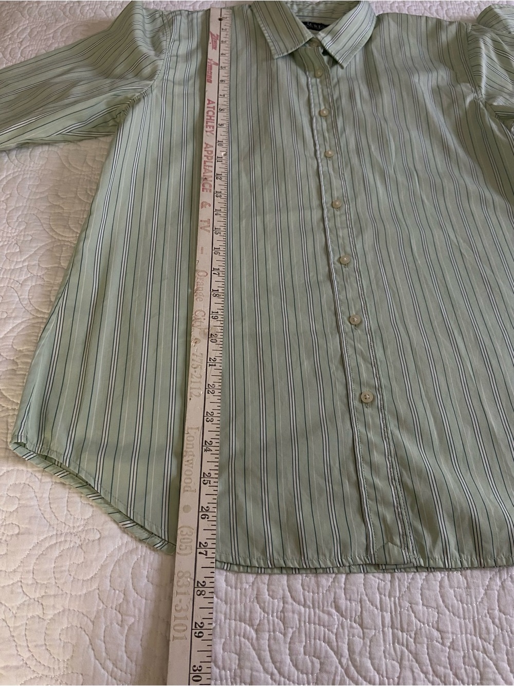 Ralph Lauren Light Green Striped Button Down Shirt Size Large - Picture 12 of 12